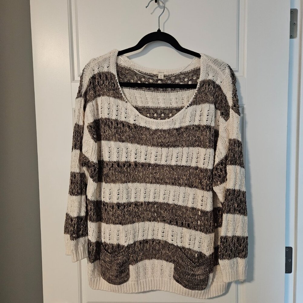 Caslon Ivory and Brown XL Sweater